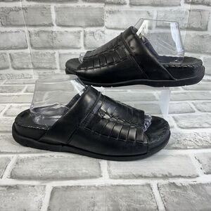 Ruff Hewn Men’s Size 9 Black Leather Fisherman Comfort Slide Open Toe Sandals